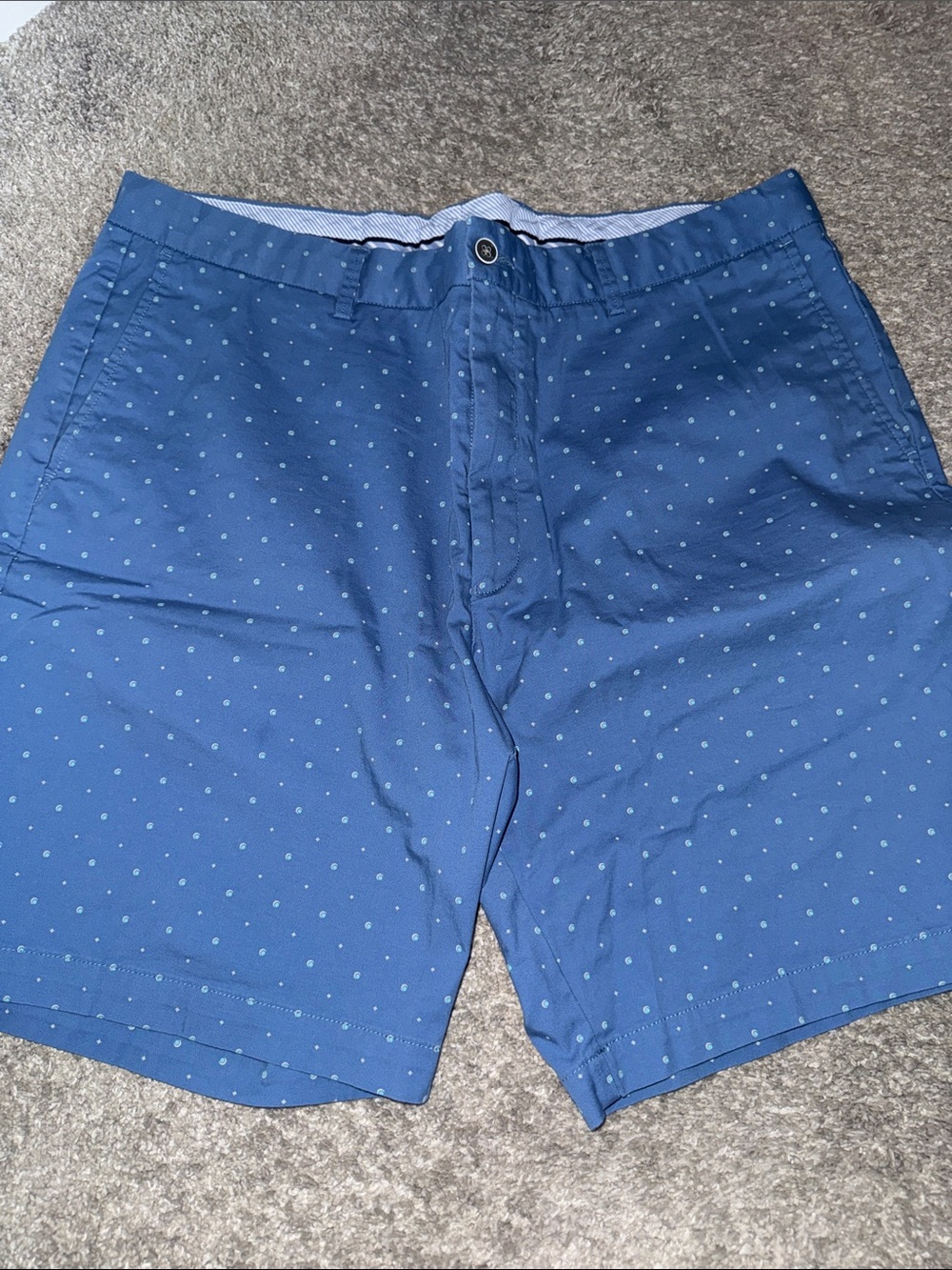 Peter Millar Navy Micro-Dot Flat Front Shorts